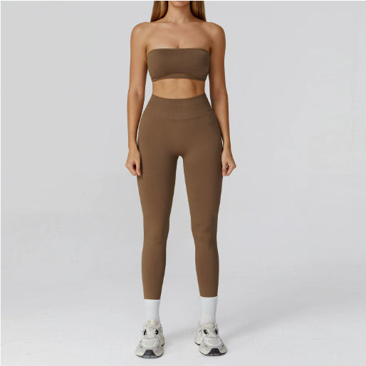 Conjunto Fitness de Yoga con Espalda Calada y Cintura Alta