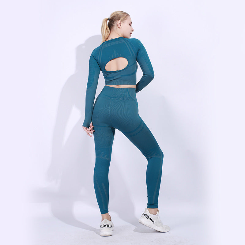 Conjunto Deportivo de Manga Larga sin Costuras Ajustado