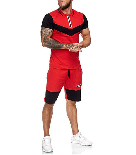 Conjunto deportivo para hombre de verano entallado (combinado de colores)