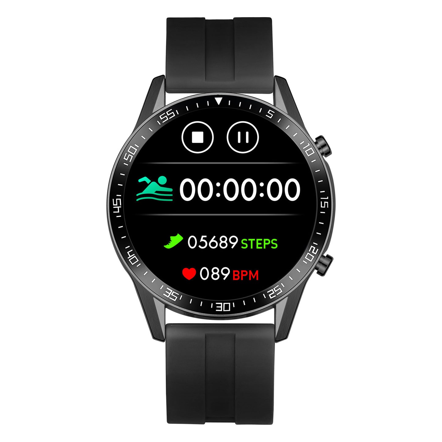 Pulsera inteligente táctil completa (HR, presión arterial, SpO₂ y sueño)