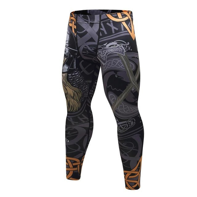 Conjunto deportivo para hombre de compresión (camiseta + pantalón) — estampado animal