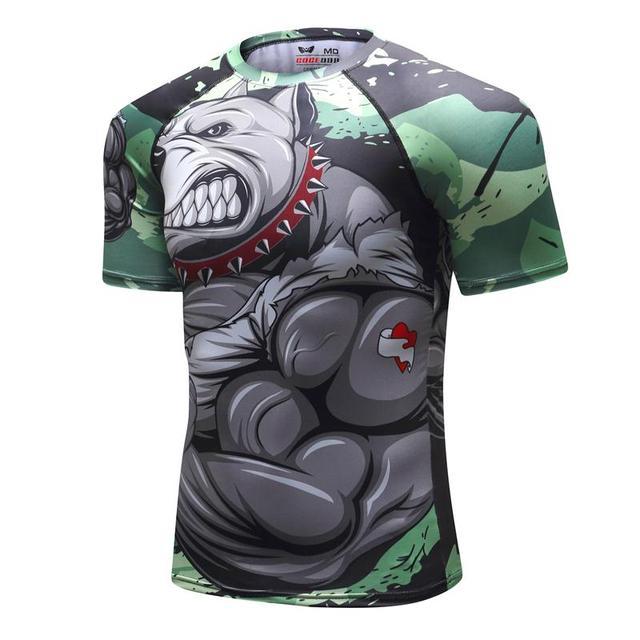 Conjunto deportivo para hombre de compresión (camiseta + pantalón) — estampado animal