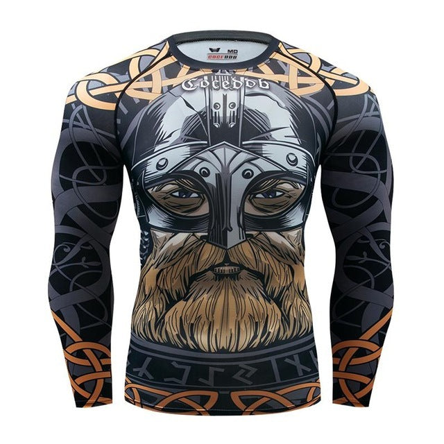 Conjunto deportivo para hombre de compresión (camiseta + pantalón) — estampado animal