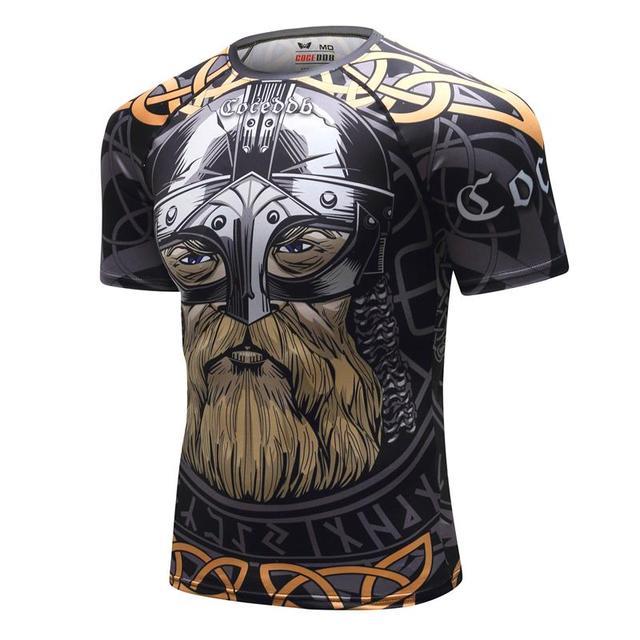 Conjunto deportivo para hombre de compresión (camiseta + pantalón) — estampado animal