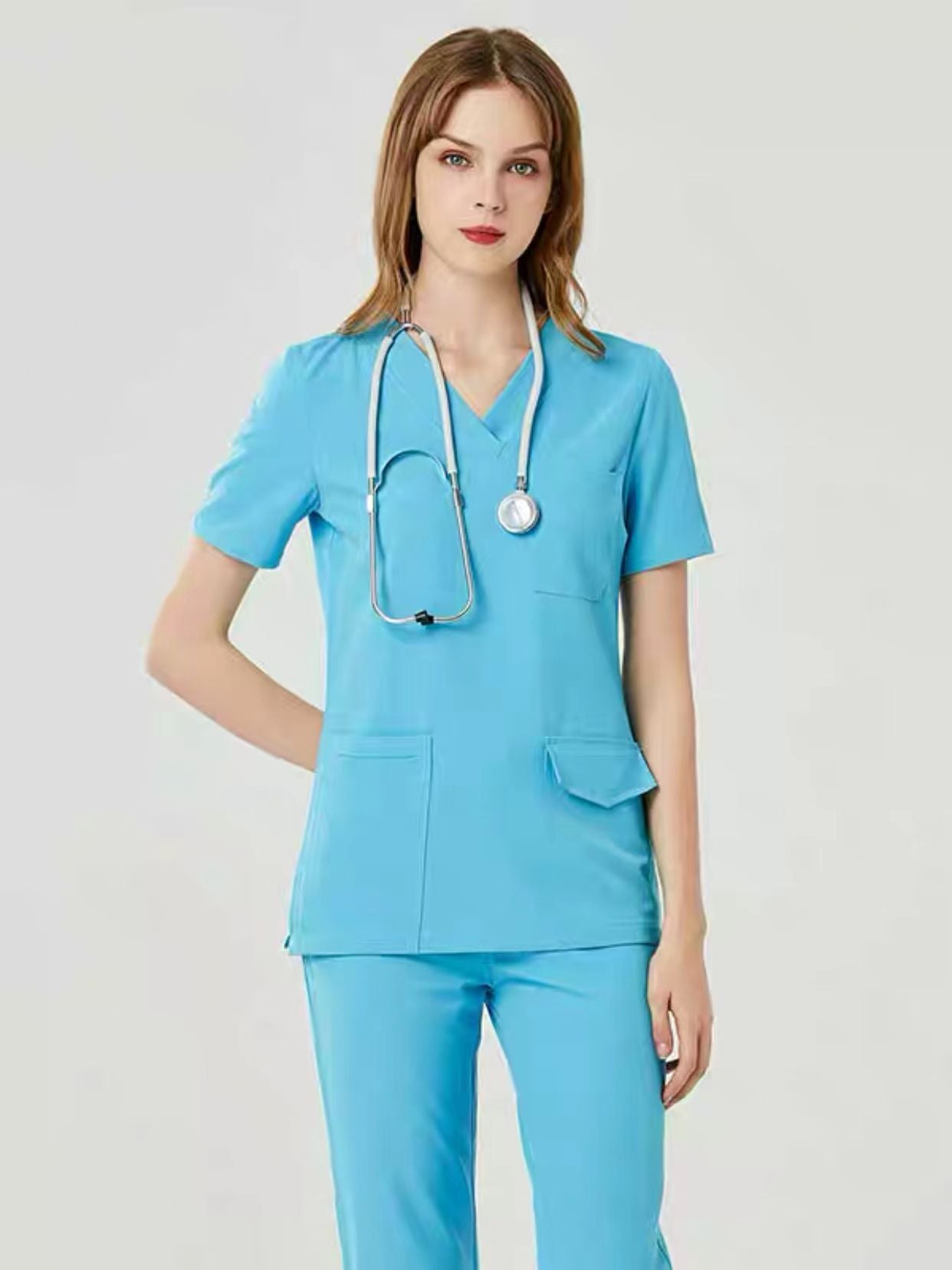 Pijama médica para hombre y mujer de quirófano (manga corta) – Bata y pantalón