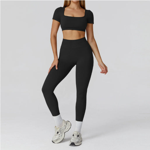 Conjunto Fitness de Yoga con Espalda Calada y Cintura Alta