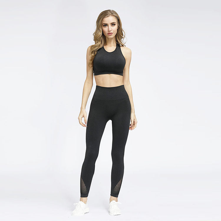 Conjunto Deportivo sin Costuras con Top y Pantalón de Yoga Ajustado
