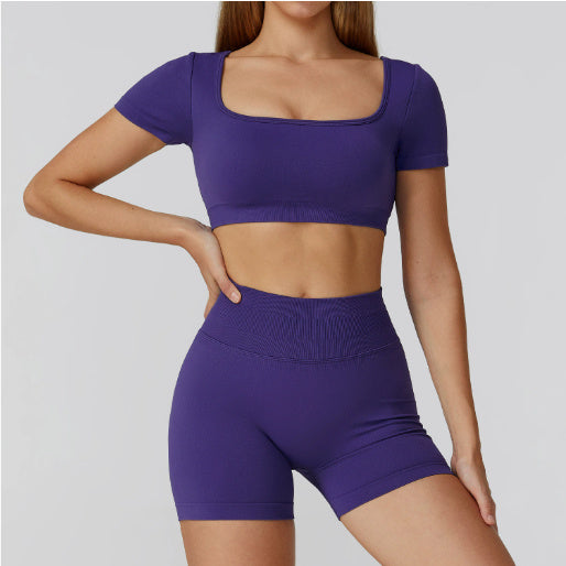 Conjunto Fitness de Yoga con Espalda Calada y Cintura Alta