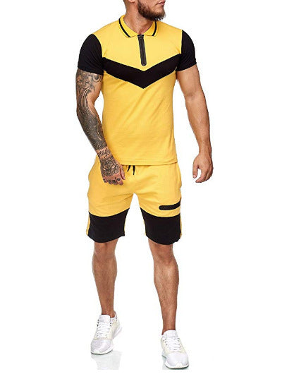 Conjunto deportivo para hombre de verano entallado (combinado de colores)