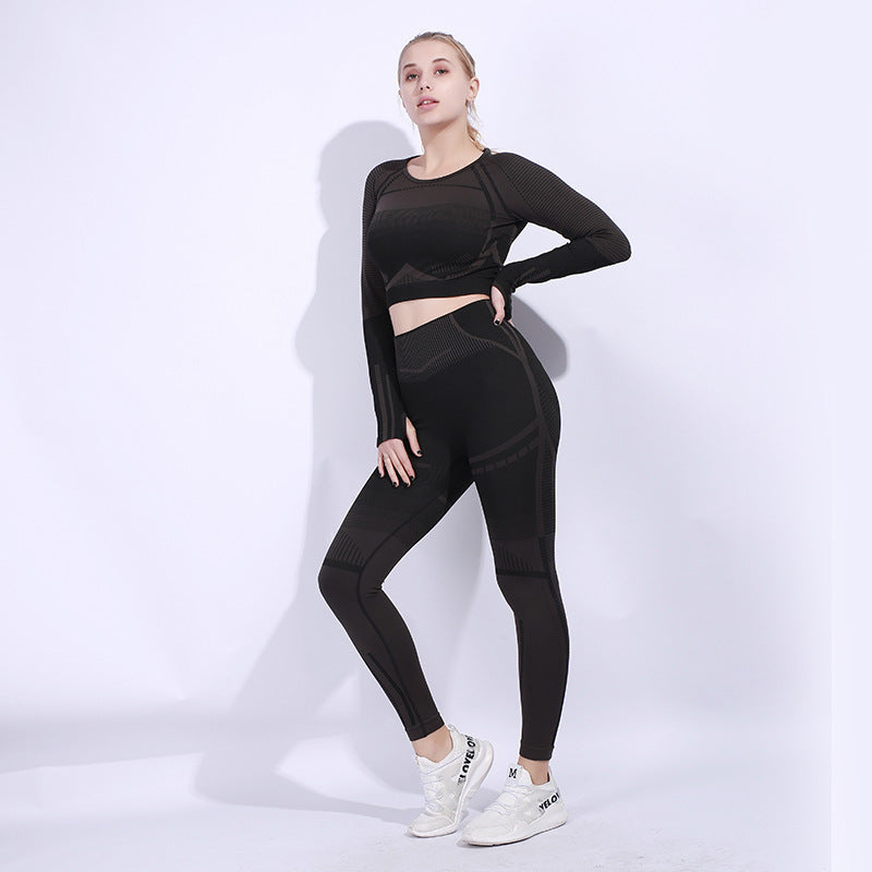 Conjunto Deportivo de Manga Larga sin Costuras Ajustado