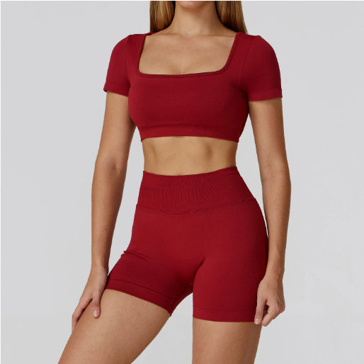 Conjunto Fitness de Yoga con Espalda Calada y Cintura Alta