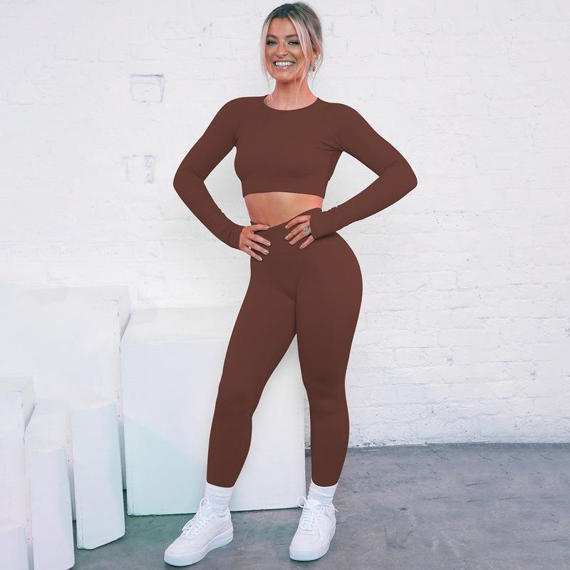 Conjunto de Yoga Deportivo sin Costuras a Rayas Tejidas