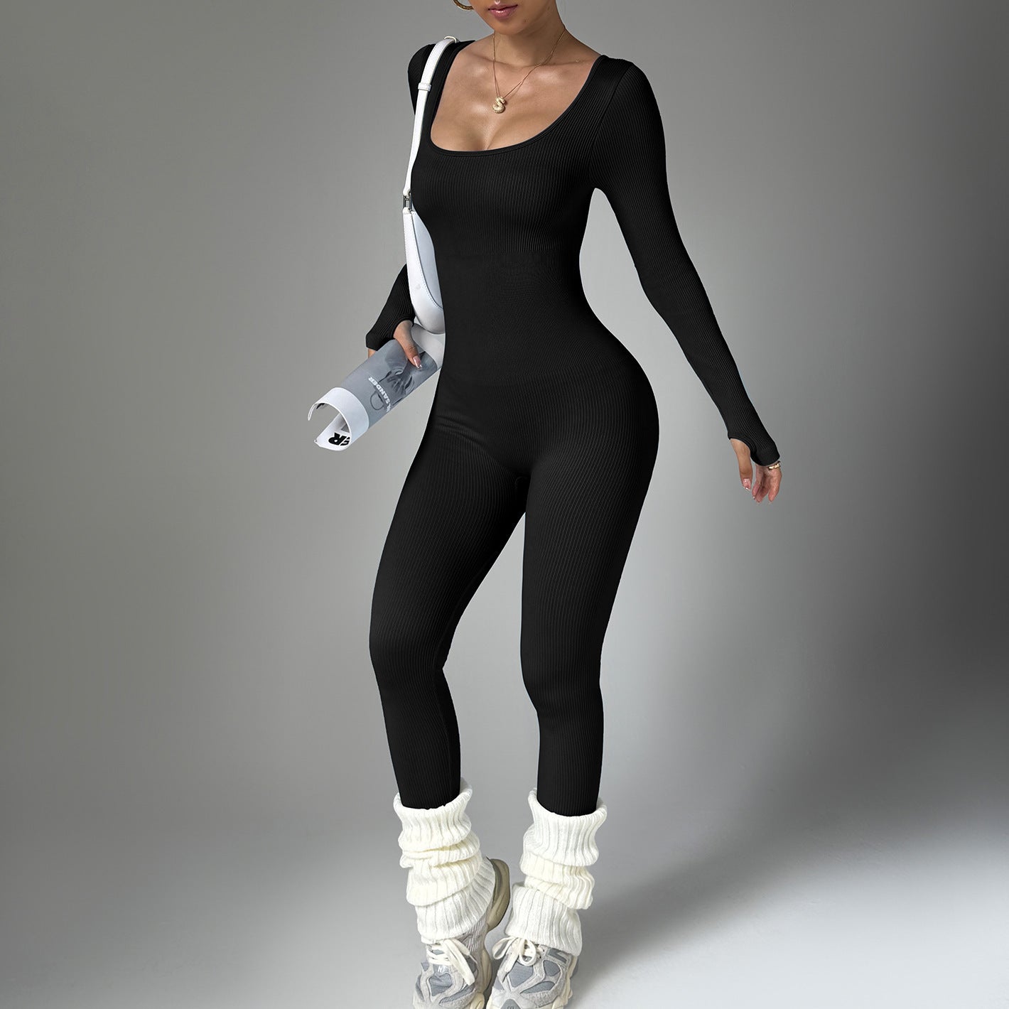 Body deportivo de manga larga (secado rápido, ajuste ceñido) – yoga/fitness
