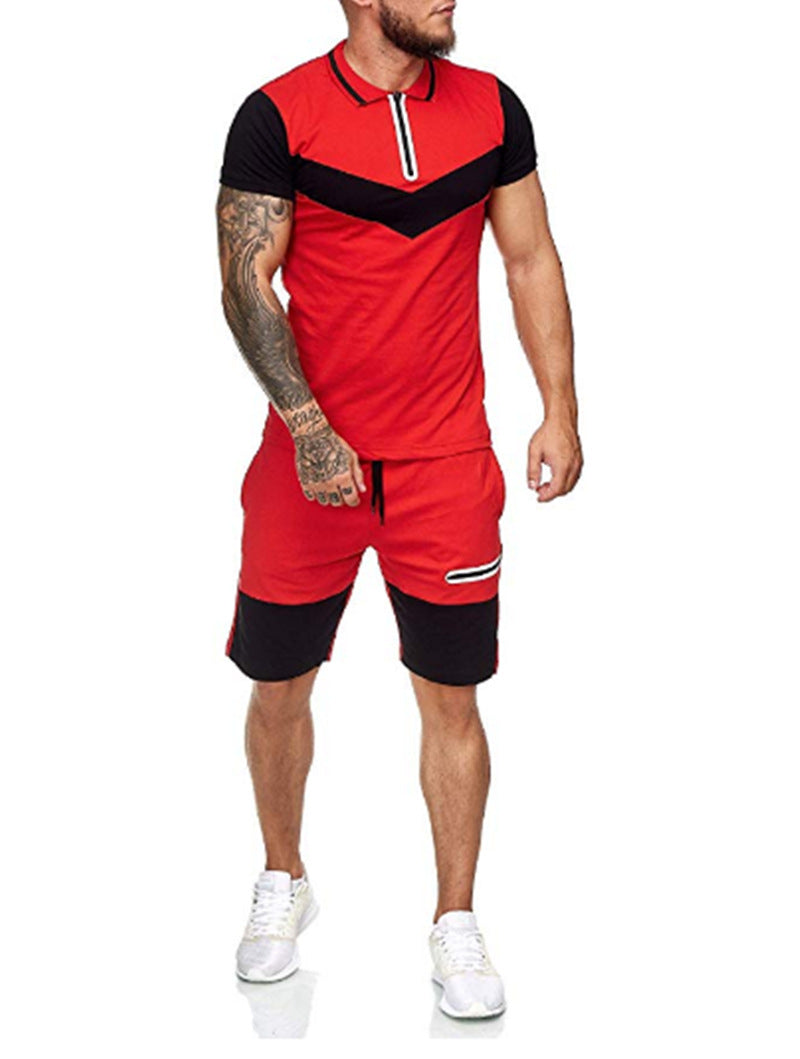 Conjunto deportivo para hombre de verano entallado (combinado de colores)