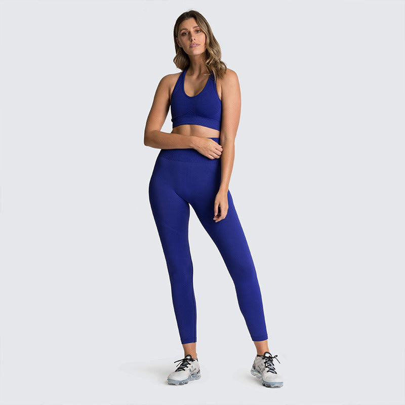 Conjunto de yoga mujer sin costuras de punto (realce de glúteos)