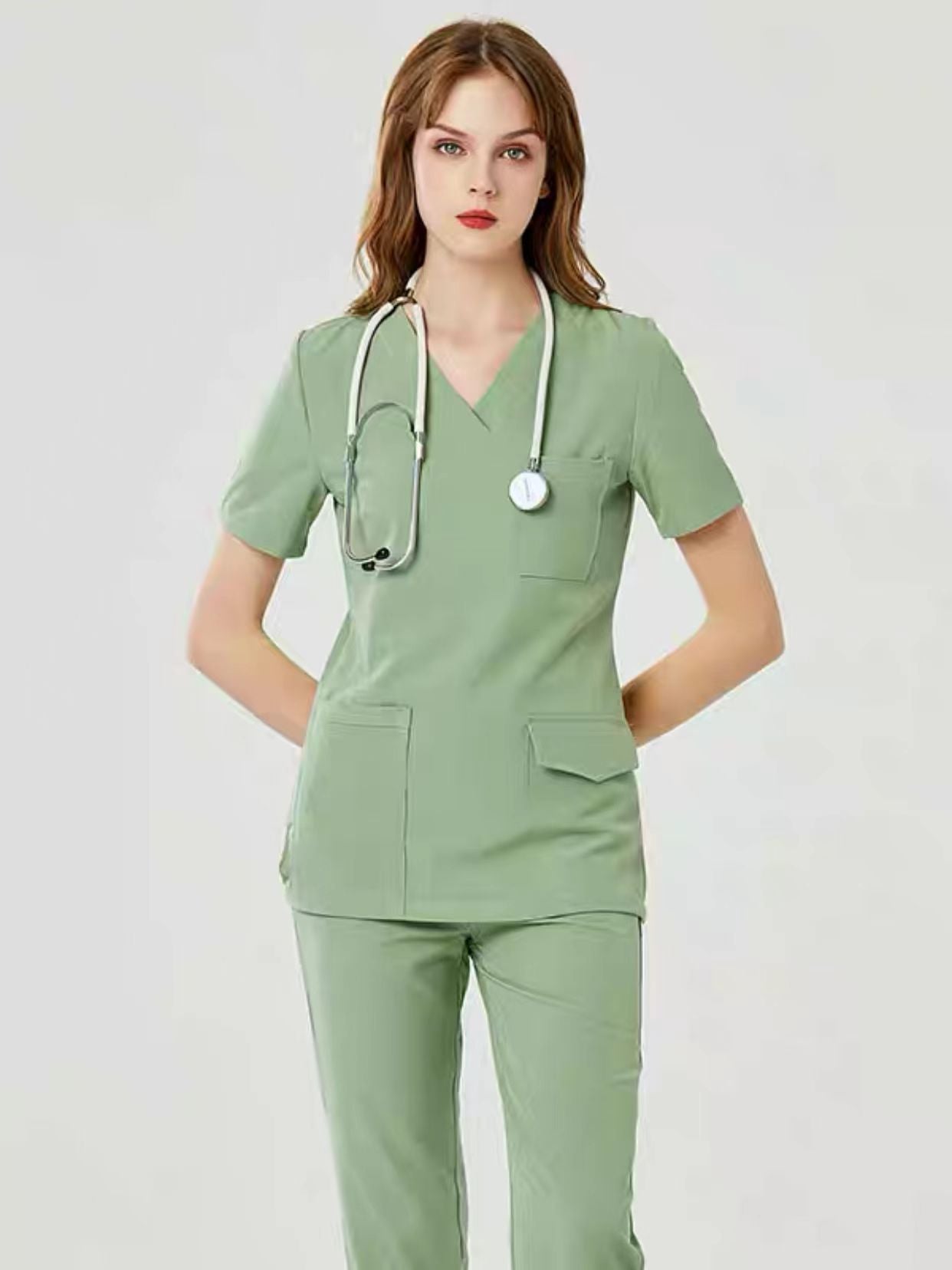Pijama médica para hombre y mujer de quirófano (manga corta) – Bata y pantalón