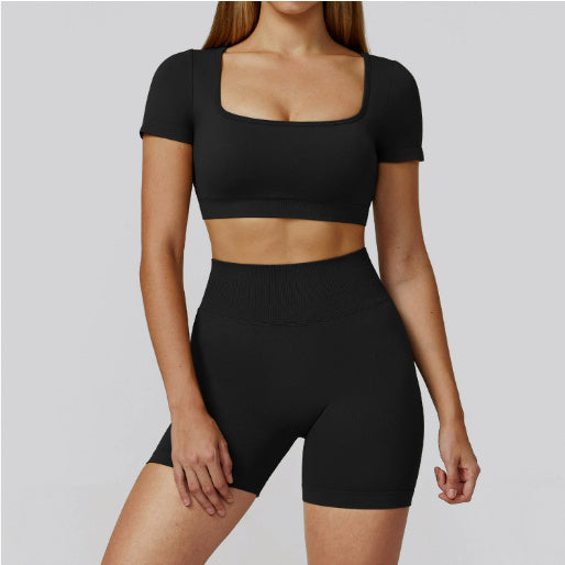 Conjunto Fitness de Yoga con Espalda Calada y Cintura Alta