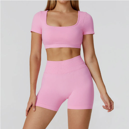 Conjunto Fitness de Yoga con Espalda Calada y Cintura Alta