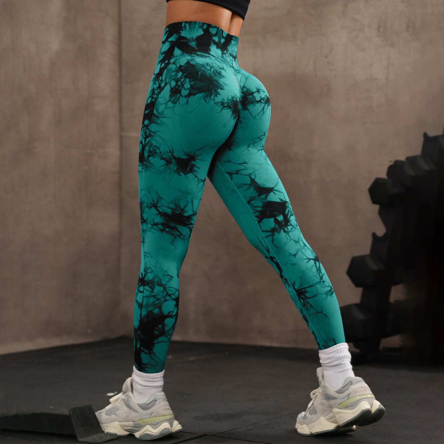 Leggings de yoga de tiro alto tie-dye (ajustados y transpirables)