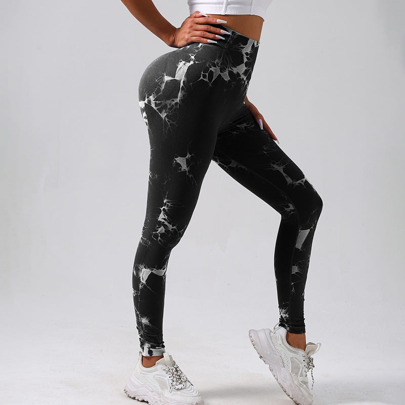 Leggings de yoga de tiro alto tie-dye (ajustados y transpirables)