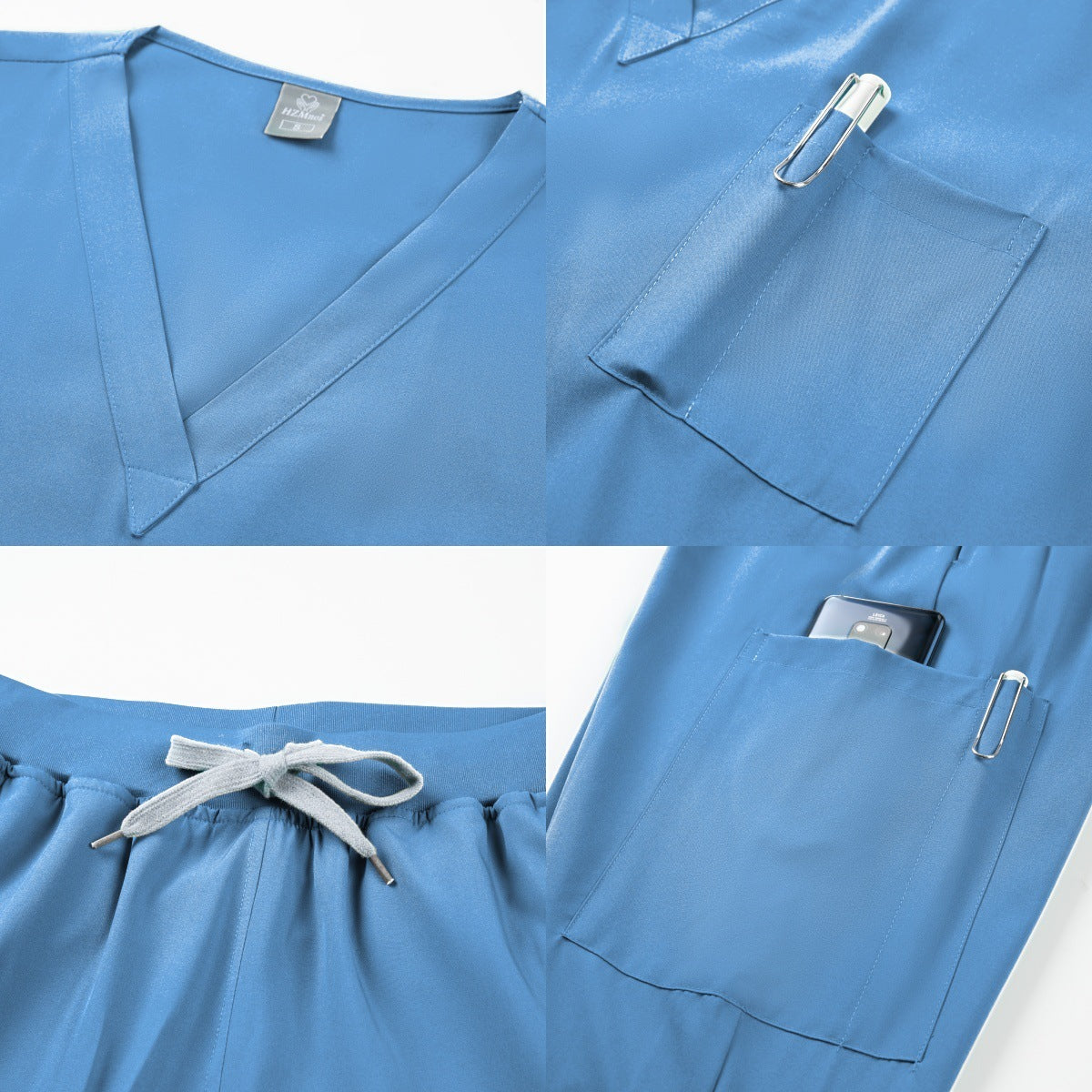Pijama médico mujer (scrub) de manga corta — elástico y de secado rápido