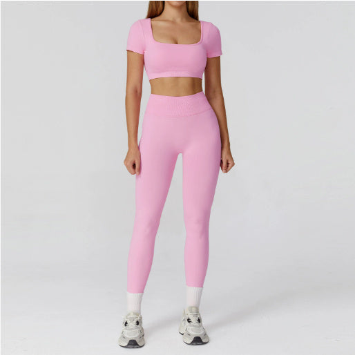 Conjunto Fitness de Yoga con Espalda Calada y Cintura Alta