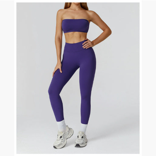 Conjunto Fitness de Yoga con Espalda Calada y Cintura Alta