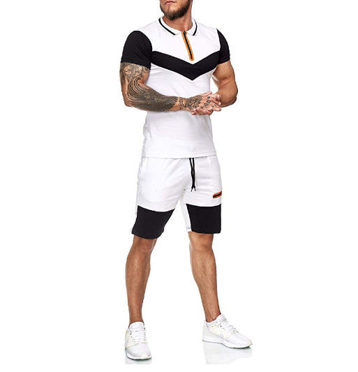Conjunto deportivo para hombre de verano entallado (combinado de colores)