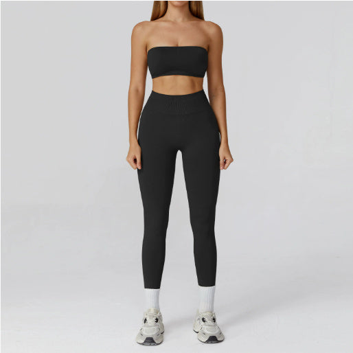 Conjunto Fitness de Yoga con Espalda Calada y Cintura Alta