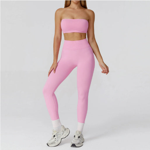 Conjunto Fitness de Yoga con Espalda Calada y Cintura Alta