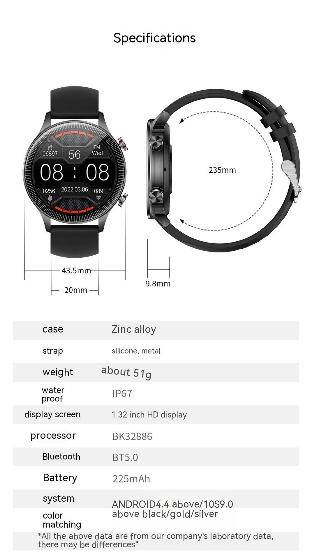 Reloj inteligente CF92 con monitor de presión arterial y ritmo cardíaco