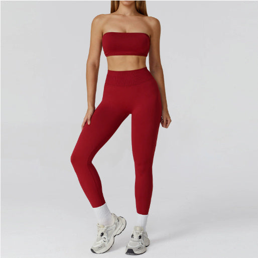 Conjunto Fitness de Yoga con Espalda Calada y Cintura Alta