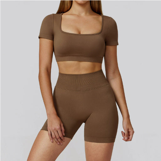Conjunto Fitness de Yoga con Espalda Calada y Cintura Alta