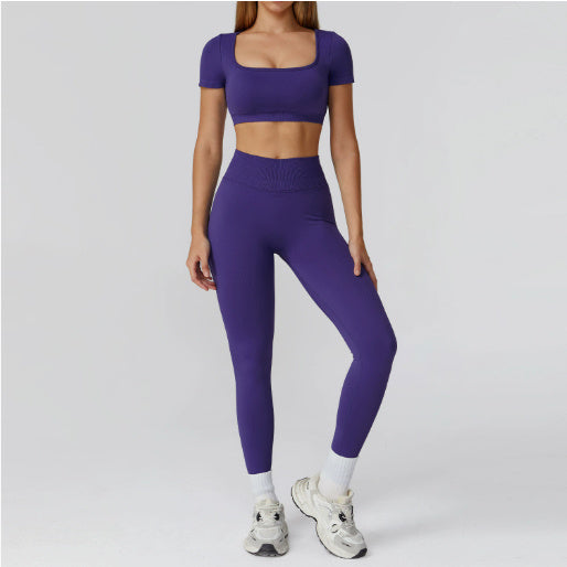 Conjunto Fitness de Yoga con Espalda Calada y Cintura Alta