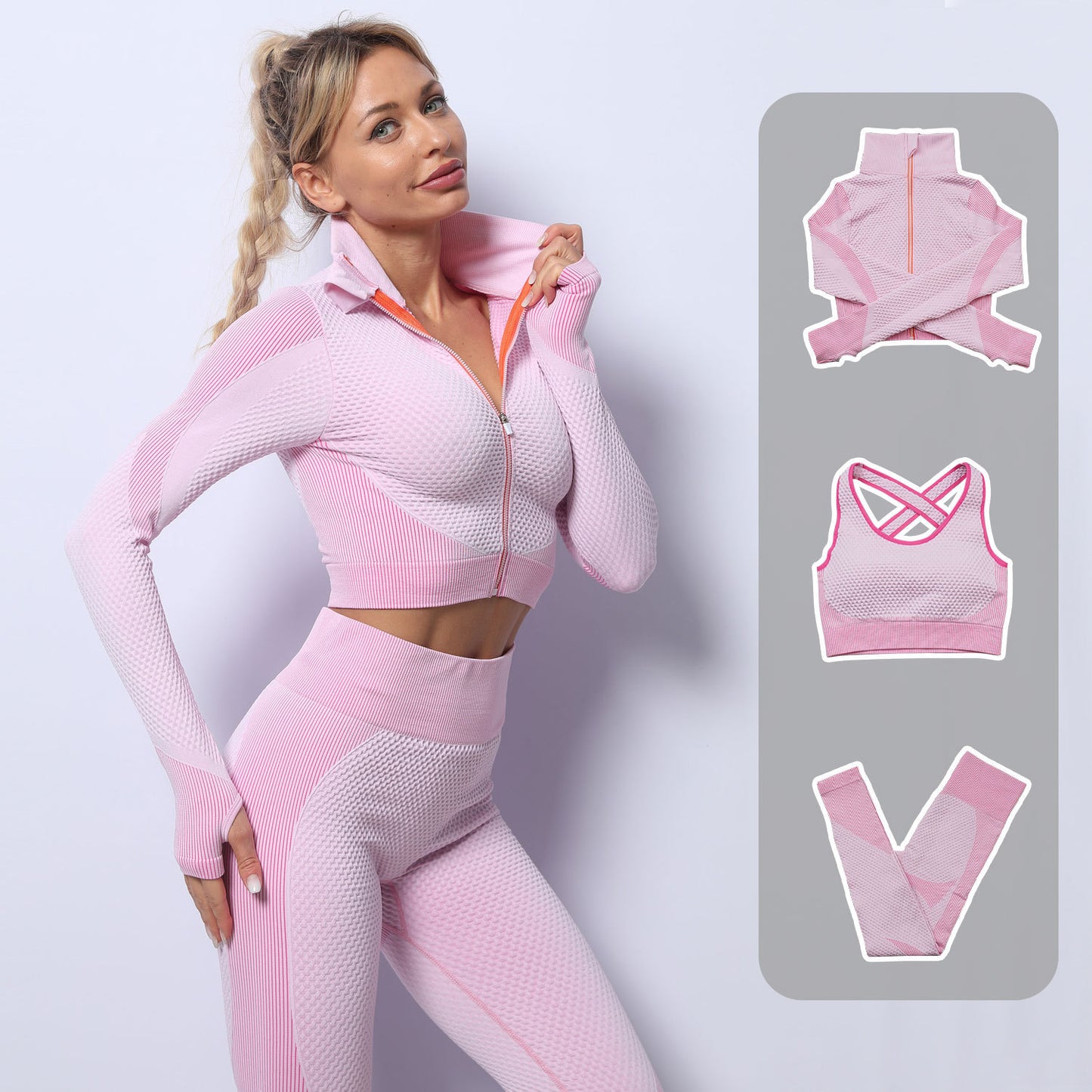 Conjunto deportivo de yoga 3 piezas (elástico)