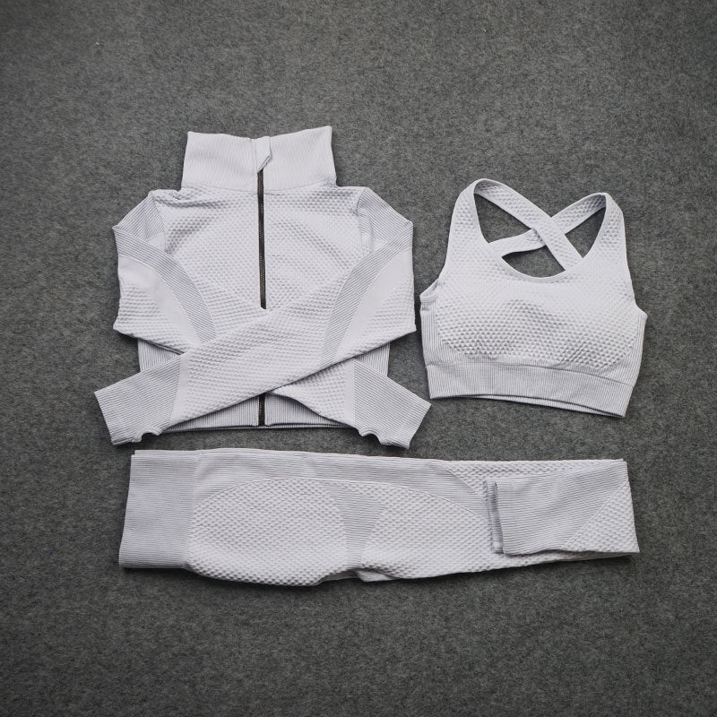 Conjunto deportivo de yoga 3 piezas (elástico)