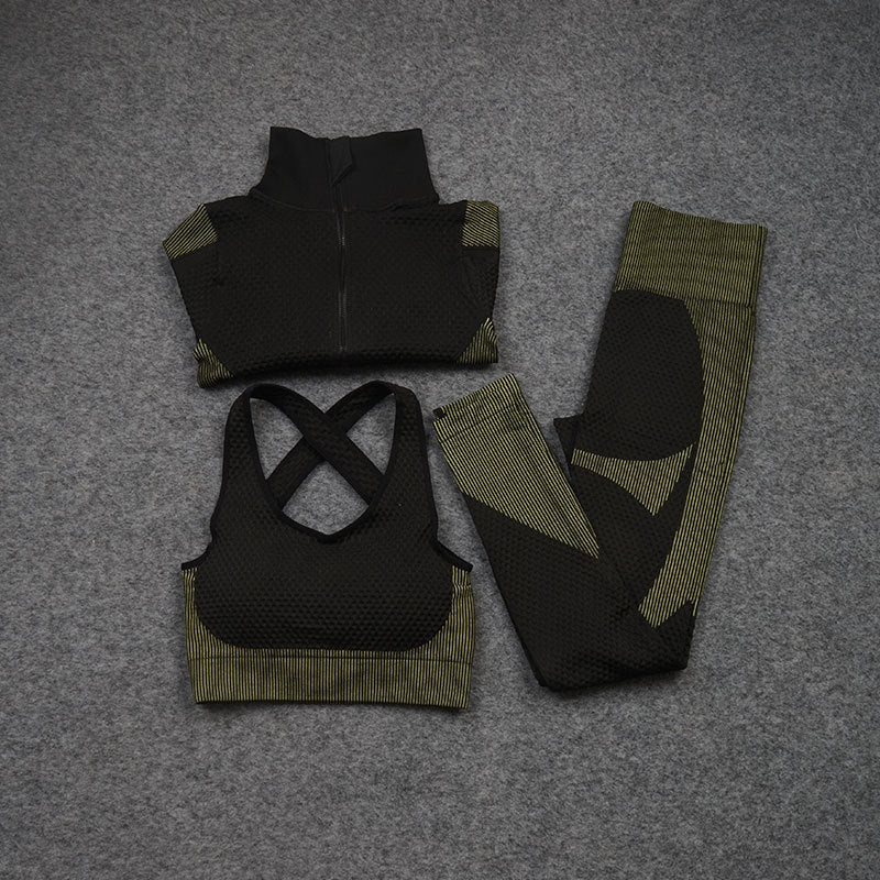Conjunto deportivo de yoga 3 piezas (elástico)