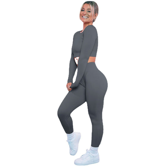 Conjunto de Yoga Deportivo sin Costuras a Rayas Tejidas