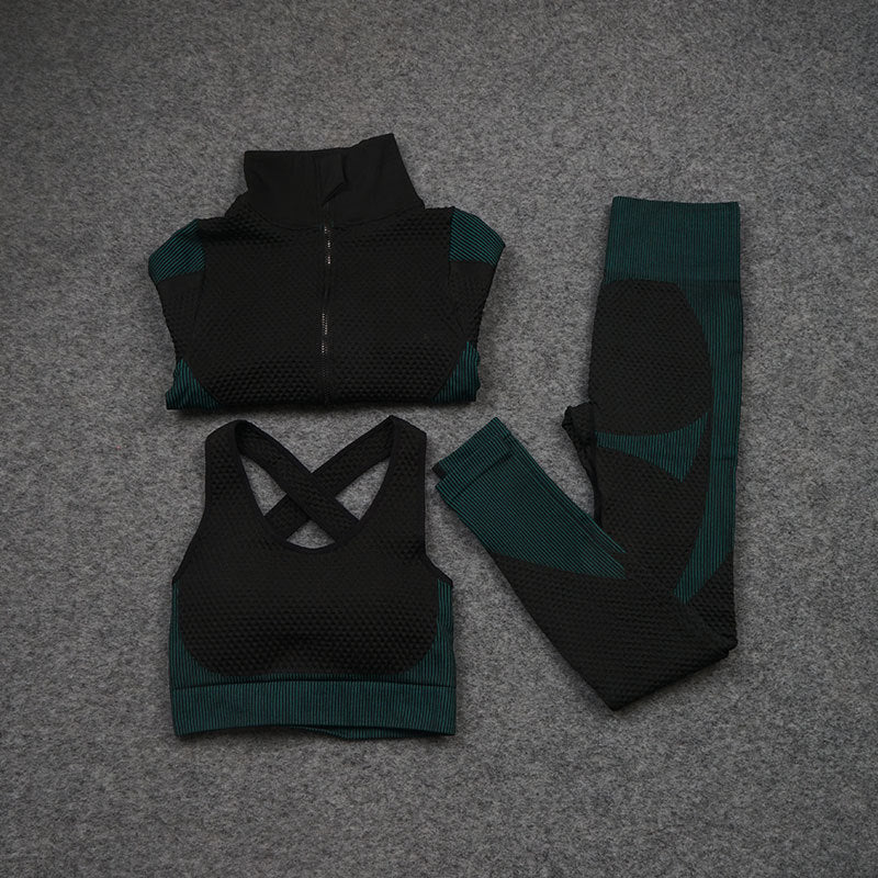 Conjunto deportivo de yoga 3 piezas (elástico)