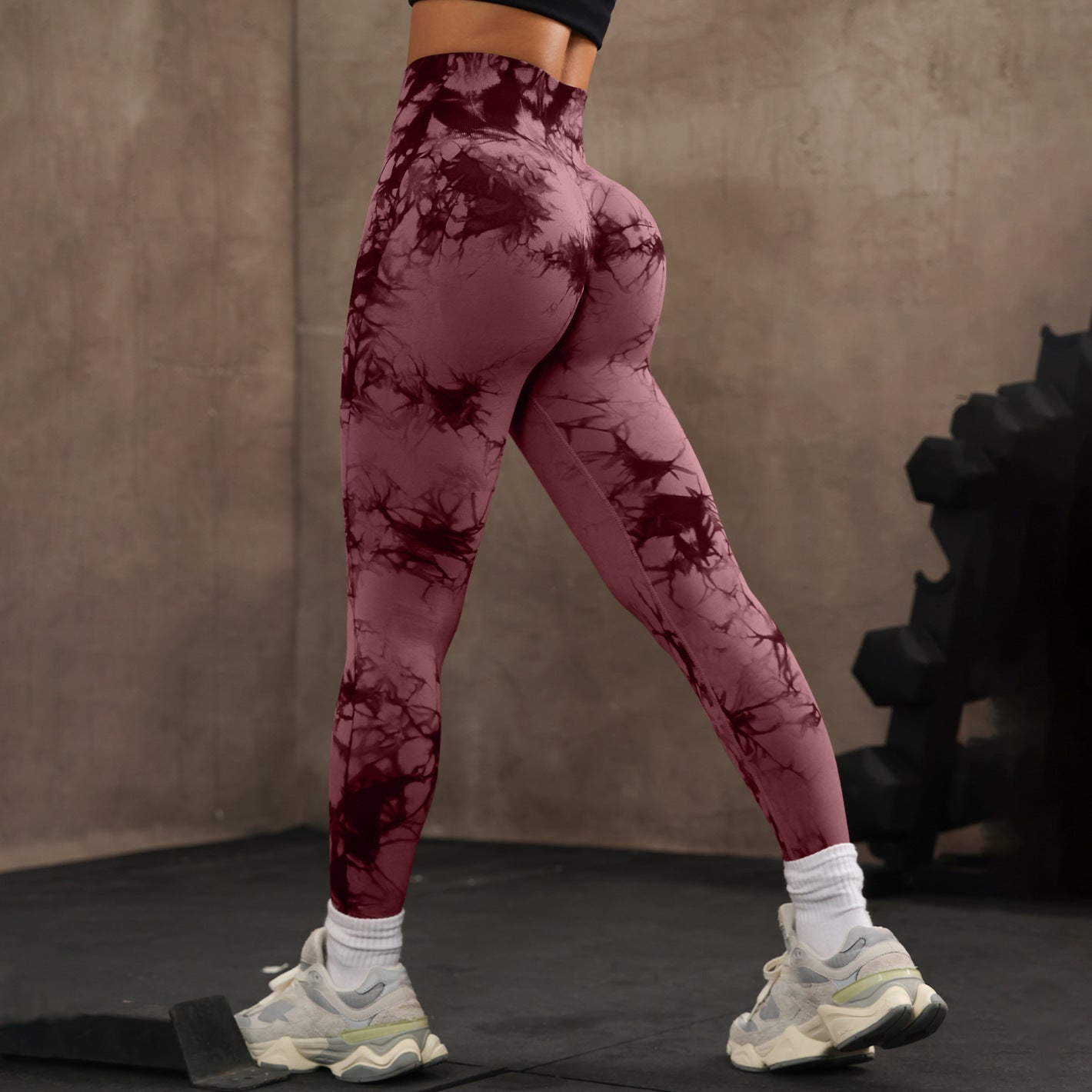Leggings de yoga de tiro alto tie-dye (ajustados y transpirables)