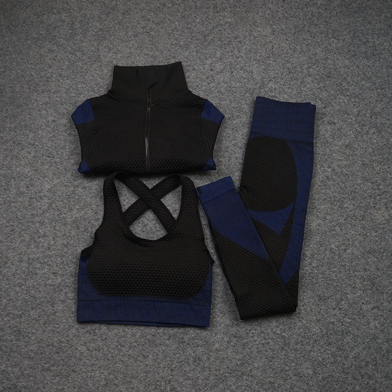 Conjunto deportivo de yoga 3 piezas (elástico)