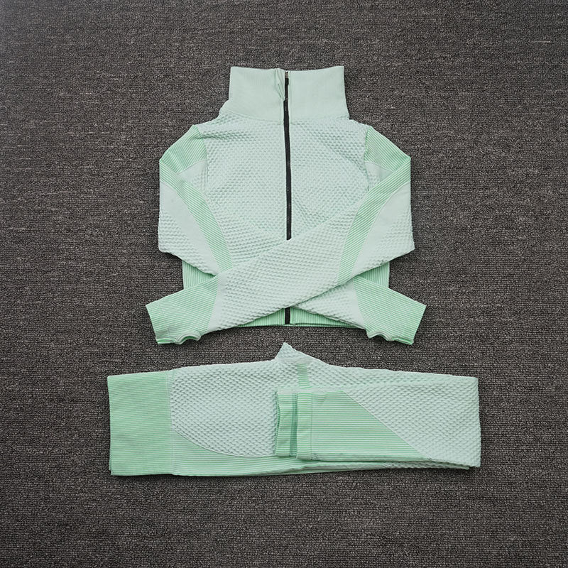 Conjunto deportivo de yoga 3 piezas (elástico)