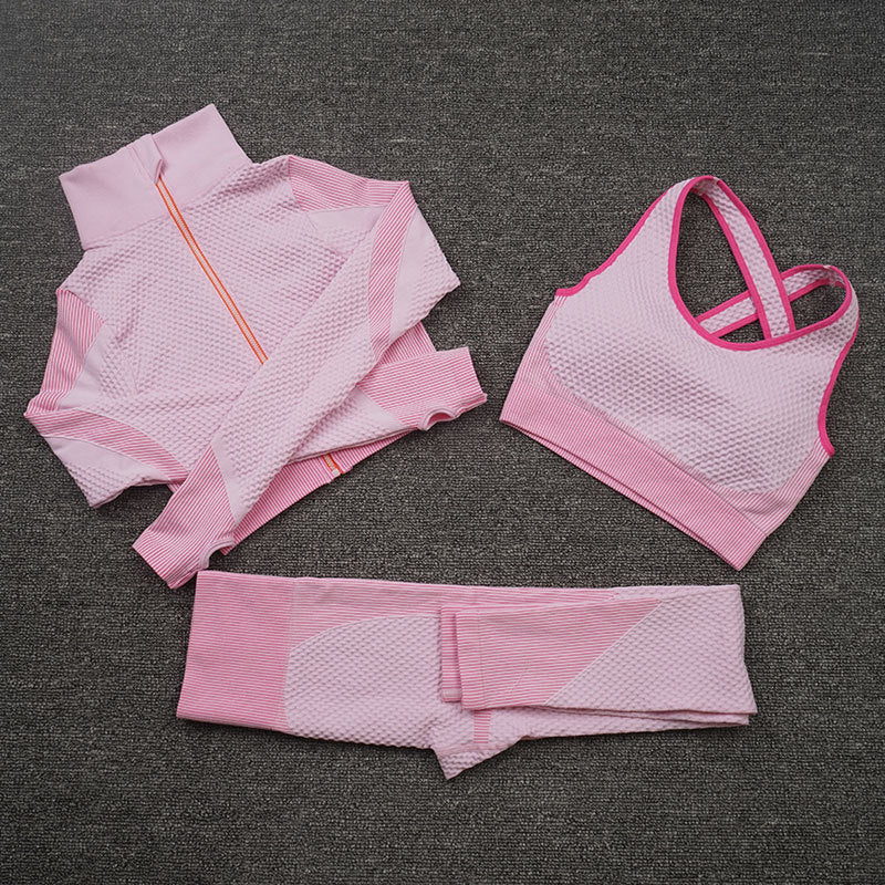 Conjunto deportivo de yoga 3 piezas (elástico)